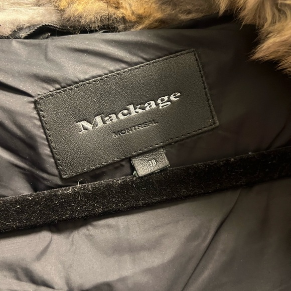 Mackage Black Puffer Jacket with Fur-Trimmed Hood - Picture 5 of 9